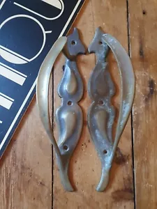 Large Pair of Bronze antique vintage old Door Handles Pulls 12 inch - Picture 1 of 8