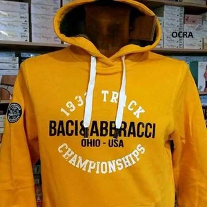 Felpa uomo Baci & Abbracci chiusa con logo stampato tasche cappuccio art BAM2326 - Picture 1 of 12