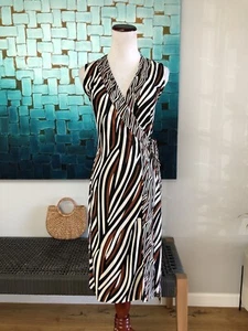 Diane Von Furstenberg New Yahzi Dress Animal Print Silk Wrap Dress Size 4 - Picture 1 of 6