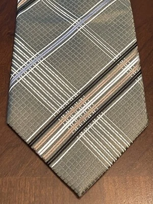 Corbata de cuello Geoffrey Beene verde azul hecha a mano 100 % seda para hombre hecha en China Foto 1 de 4