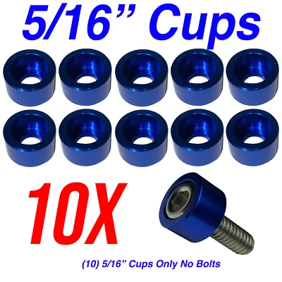 BILLET PARTS Hex Head Bolts Allen Bolts 5/16" Blue Cup Washer 10 Pieces Engine Dress Up