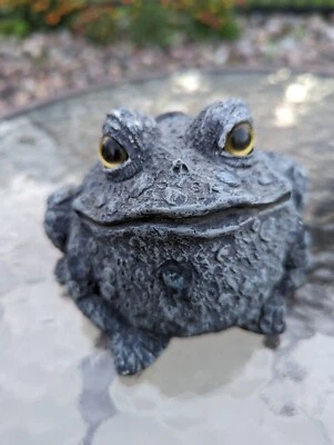 Смола жаба зеленая лягушка сад / патио крытый открытый статуэтка фигурка 5 «x 4» - Изображение 1 из 4