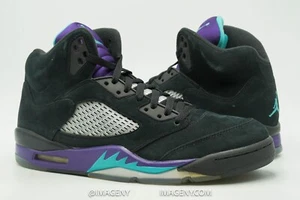 AIR JORDAN V 5 RETRO USED SIZE 10 BLACK EMERALD NEW GRAPE ICE 136027-007 - Picture 1 of 9