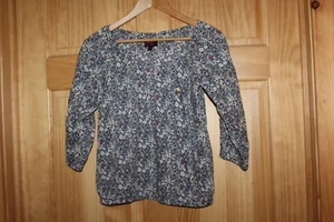 J.Crew Liberty Art Fabric Women's Navy Floral Peasant Blouse - Size XXS EUC - Picture 1 of 3