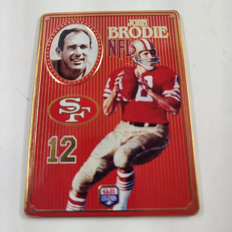 1993 Metallic Images Quarterback Collection metal trading card, John Brodie - Image 1 of 2