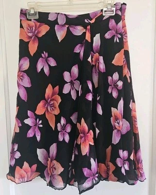 Alfani 100% Silk Flare Skirt Lined Floral Side Zipper in Womens size 6 Foto 1 de 4