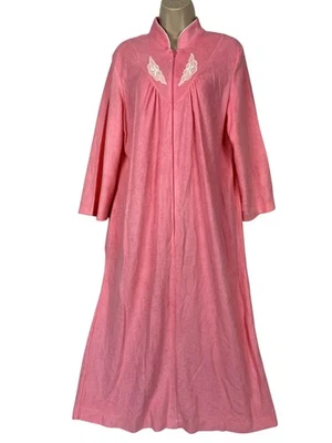 Abrigo de Colección Serenity Cremallera Bata Mujer Grande Rosa Acetato Cepillado Tricot Años 60 70 Foto 1 de 4