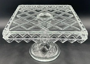 De colección Indiana Glass Constellation Pedestal Cuadrado Transparente Ron Pozo Soporte para Pasteles - Imagen 1 de 16