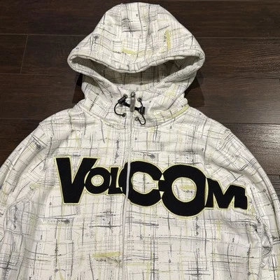 VTG Y2K Volcom Stone AOP Cyber Tech Logo Hoodie Full Zip Men Size L Grunge Flaws - Image 1 of 4