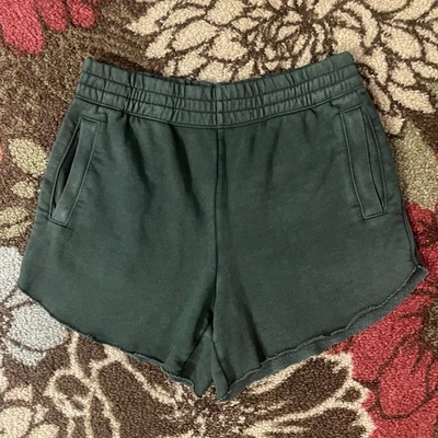 Aerie Olive Green Cut Off Sweat Shorts Size Medium High Rise New with Tags - Image 1 of 3
