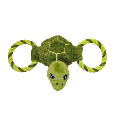 Large Jolly Tug-a-Mal Turtle Tug and Squeak Dog Toy for Interactive Play Time - Image 1 of 4