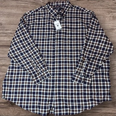 Roundtree & Yorke | Camisa de franela | Manga larga | Cuadros azules y marrones | Talla 4XB Foto 1 de 4