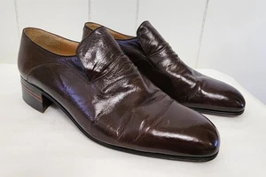 Bijan Beverly Hills shoes 8.5 men's brown leather loafers - Picture 1 of 10