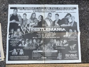 WrestleMania 2000 WWF WWE Very Rare Newspaper Ad 22x27 Poster Triple H Rock - Picture 1 of 11
