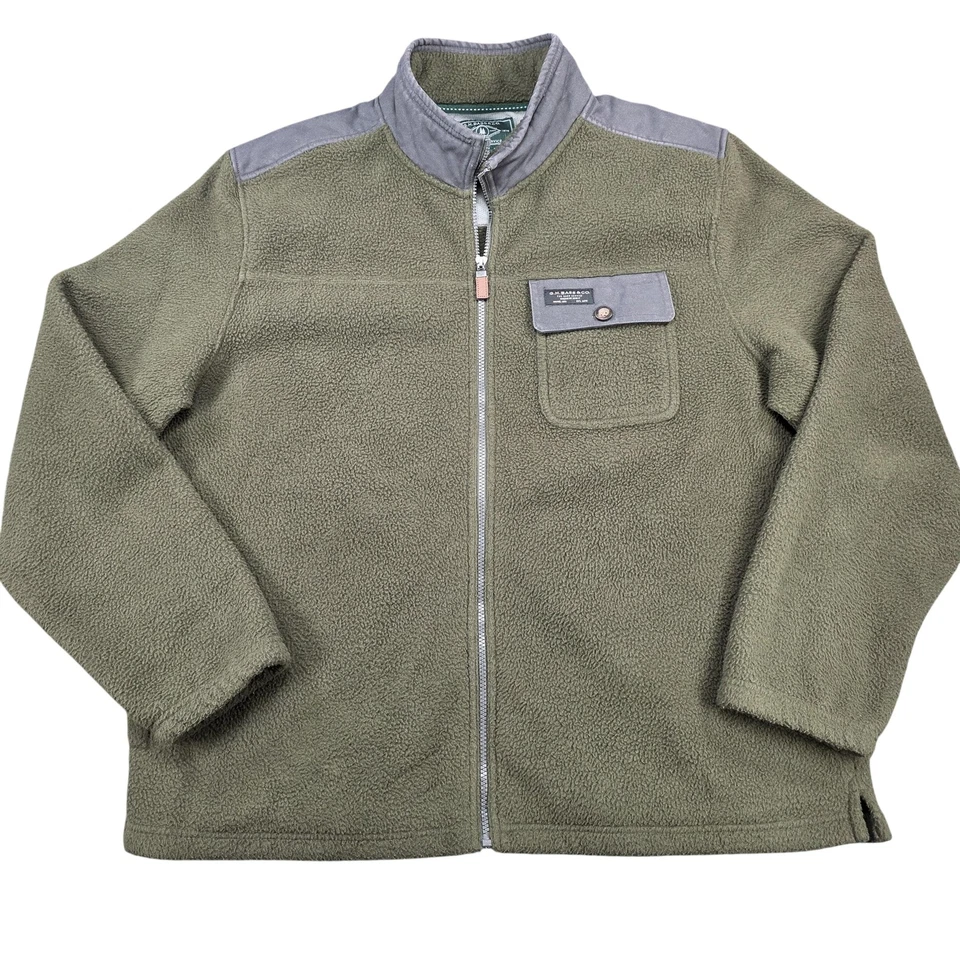 G.H. Bass & Co Fleece Jacket Mens 2XL Olive Green Full Zip Chest Pocket Workwear - Image 1 of 4