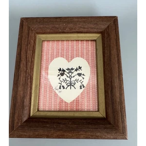 Folk Art Scherenschnitte Paper Cut Floral Botanical Framed Vintage 1984 - Picture 1 of 5