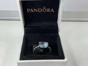 Pandora Cool Breeze Blue Topaz Ring Sz 8 - Picture 1 of 6