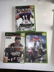 X Box Games (3) Speed Kings,NBA 2K3 Sixers,NFL Madden 2002 UNTESTED Has papers - Picture 1 of 11