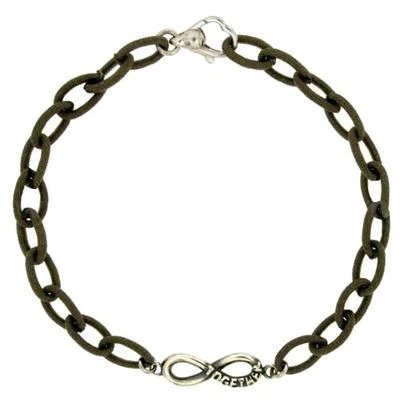 Bracciale forzatina in tessuto grigio con infinito together in argento brunito - Immagine 1 di 2