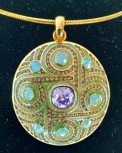 Vintage Joan Rivers Dream Pendant Adjustable Encrusted Omega Necklace w/Pouch - Picture 1 of 10