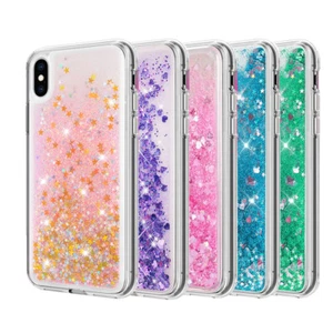For iPhone XS XR XS MAX Glitter TPU Case Luxury Bling Flowing Liquid Floating - Picture 1 of 36