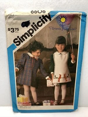 Simplicity 6606 Girls Dress Apron Appliques Pattern 6 *uncut* - Image 1 of 3