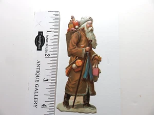 Vintage 4 in. Brown Suit Santa Claus Victorian Die Cut - Picture 1 of 6