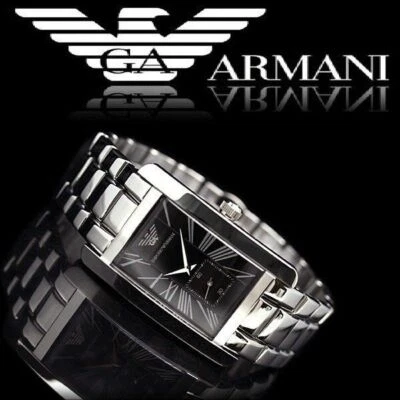 NEW GENUINE EMPORIO ARMANI AR0157 STEEL SILVER AND BLACK TONE WOMEN'S WATCH - Image 1 of 4