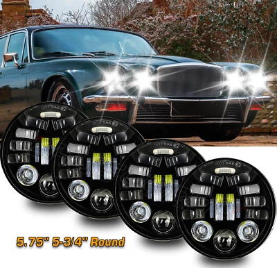 Faros LED redondos DRL de haz alto-bajo de 5,75 pulgadas de 4 piezas para Jaguar XJ6 XJS XJ12 Foto 1 de 4