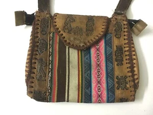 Hand Woven Primitive Natural Leather Handbag Stylish Fashion Old Graphics       - Picture 1 of 10