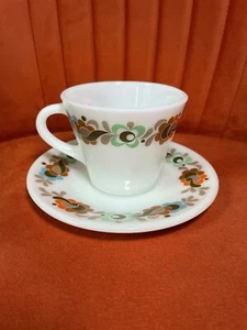 Vintage Pyrex Carnaby / Tempo Cup & Saucer Retro Teacup Coffee Mid Century - Picture 1 of 5