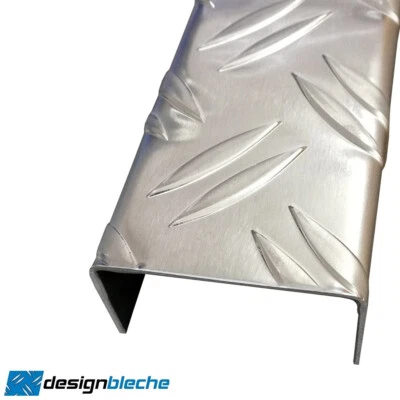 DESIGNBLECHE U-Profil Aluminium Riffelblech 1,5/2mm Duett Abdeckprofil Einfassprofil Schutz