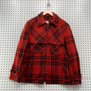 VTG Hercules Wool Jacket Size M Red Plaid 50s Full Zip Mackinaw Talon 21.5X28 - Picture 1 of 18