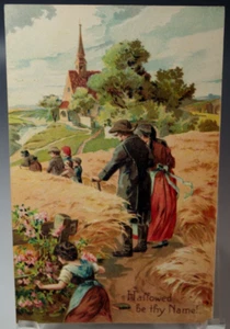 CARTOLINA FAMIGLIA RELIGIOSA VITTORIANA CITAZIONI CARTOLINA IN RILIEVO 1900 1-15 VINTAGE - Foto 1 di 5