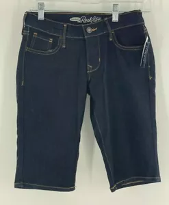 Pantalones cortos de mezclilla Old Navy RockStar para mujer 4 bermudas lavado oscuro elásticos de 5 bolsillos - Imagen 1 de 7