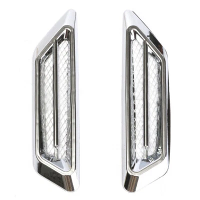 2pcs Chrome Car Air Flow Fender Side Vent Decoration Sticker Universal - Image 1 of 4