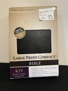 KJV Large Print Compact Bible Black Bonded Leather for Pocket or Purse - Picture 1 of 5