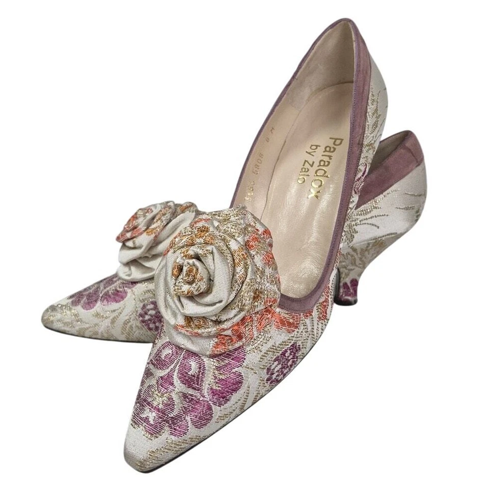 Tacones brocados Paradox de colección años 80 por Zalo caja original 8N años 1770 a victoriano años 30 Foto 1 de 4