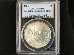 2006-P Franklin-Founding Father Silver Dollar PCGS MS69 Gem BU B0465 - Picture 1 of 6