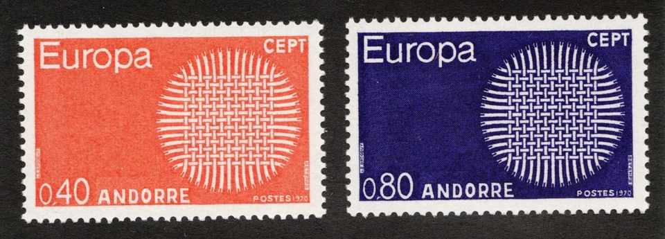 Francia Andorra 1970 / Sc #196 y #197 Europa Cept - cv$20 Foto 1 de 1