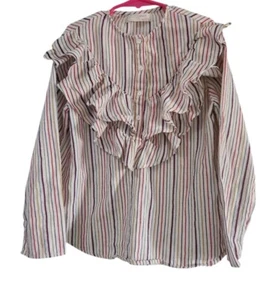 Zara Girl's Soft Collection Sz 9 Striped Ruffles Long Sleeves - Picture 1 of 5