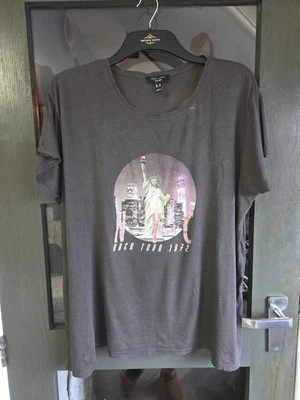 Vintage 90s Y2k Newlook Charcoal NYC Pink Glitter Stretch Top Size 22 - Image 1 of 4