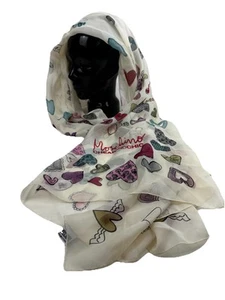 MOSCHINO Cheap and Chic Heart Scarf Colorful 100% Silk - Picture 1 of 7