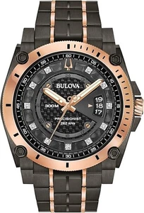 Orologio Bulova Uomo Alta Precisione Quarzo Icona Grigio IP e Oro Rosa, Diamanti - Foto 1 di 4