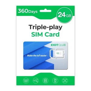 EIOTCLUB 360-Day Data SIM Card For Trail Cameras Solar IoT Devices 3-in-1 USA - Zdjęcie 1 z 2