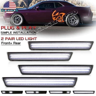 4x For 2015-23 Dodge Challenger Front Rear Bumper LED Side Marker Light Dynamic - Image 1 of 4