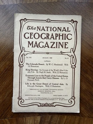 National Geographic Magazine Aug 1909 Colorado Desert Herring Fish Central Asia - Image 1 of 4