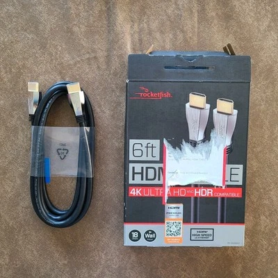 Rocketfish 6' HDMI Cable 4K Ultra HD In-Wall Rated  Black 18 Gbps HDR Compatible - Image 1 of 3
