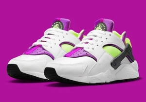 Nike Air Huarache Neon Yellow Magenta Purple Shoes Womens Size US 8.5 (7M) New✅ - Picture 1 of 14