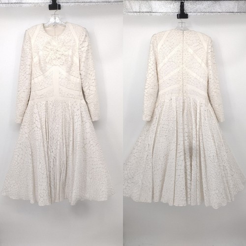 OFF WHITE Maxi abito midi Tony Ward bianco sporco in pizzo con perline